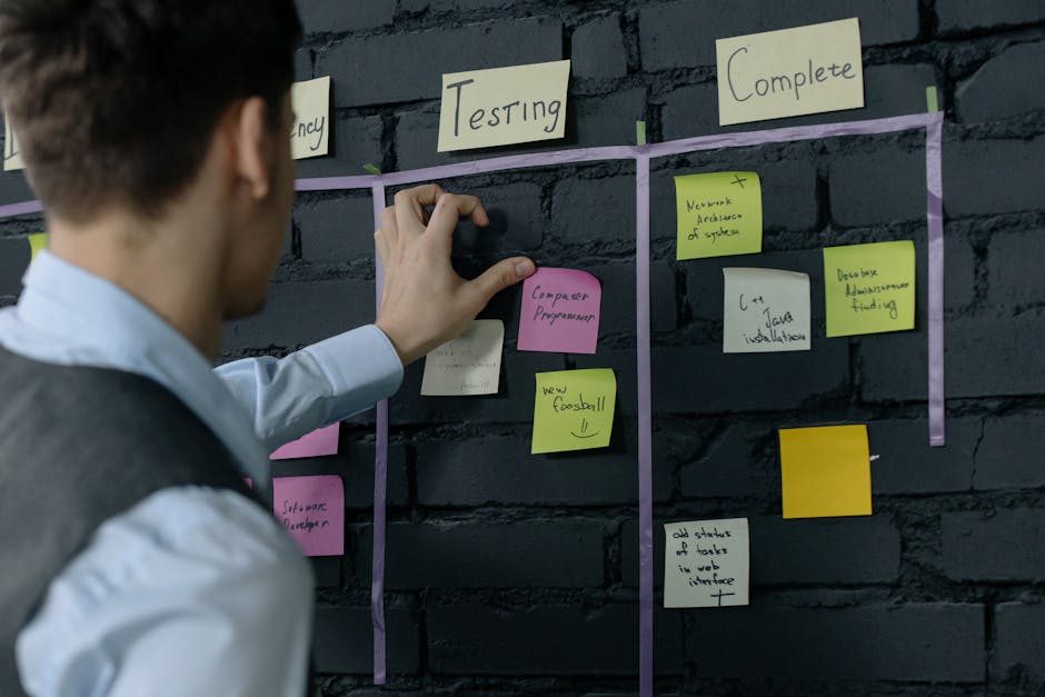 Remote team members collaborating on video call with task boards visible