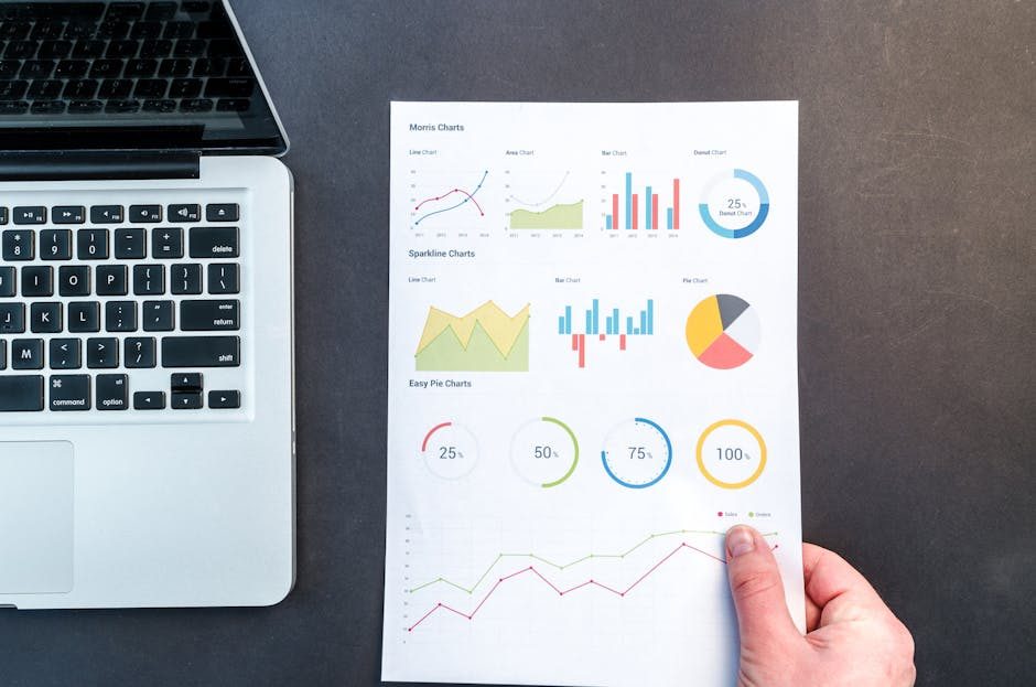 Business owner looking at analytics dashboard on laptop